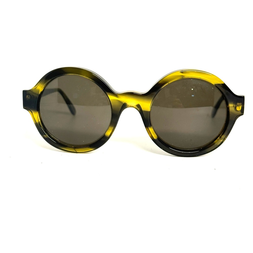 Illesteva Frieda Round Sunglasses Tortoise Green Yellow C12 Hand Made Italy 48mm